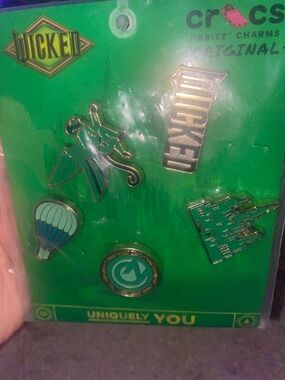Wicked CROCS Green and Gold Enamel Jibbitz